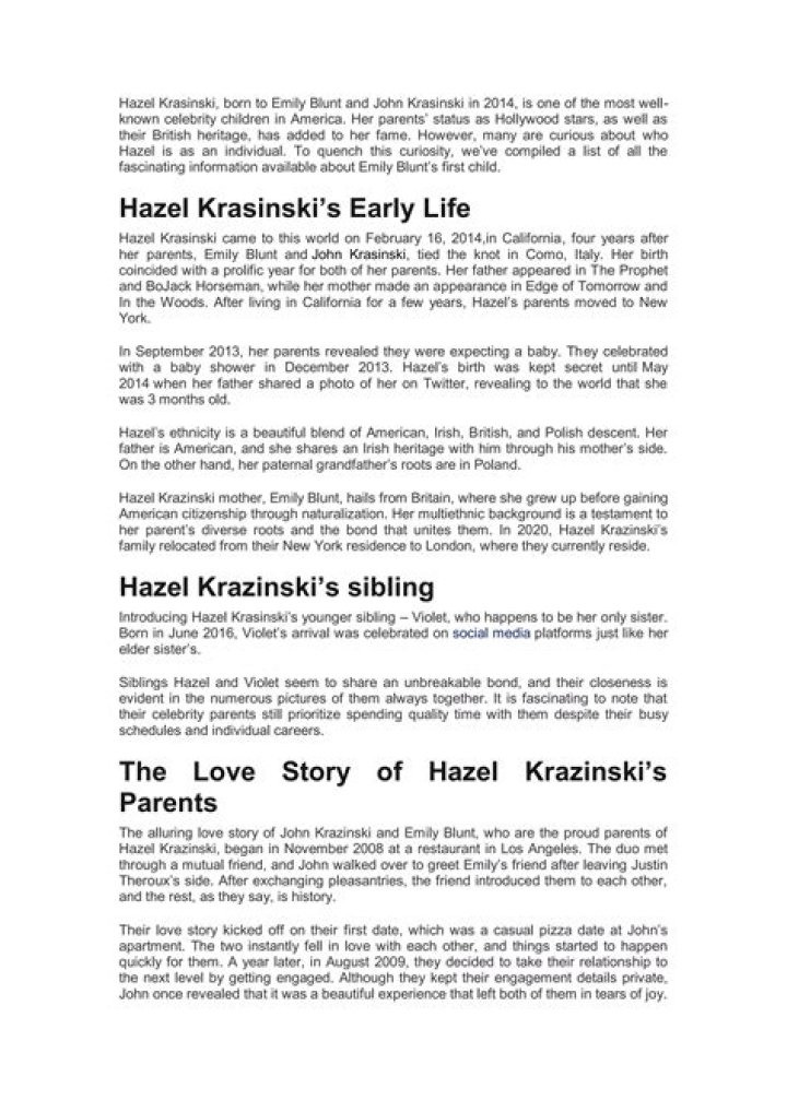 Hazel Krasinski - Bio, Age, Wiki, Facts and Family